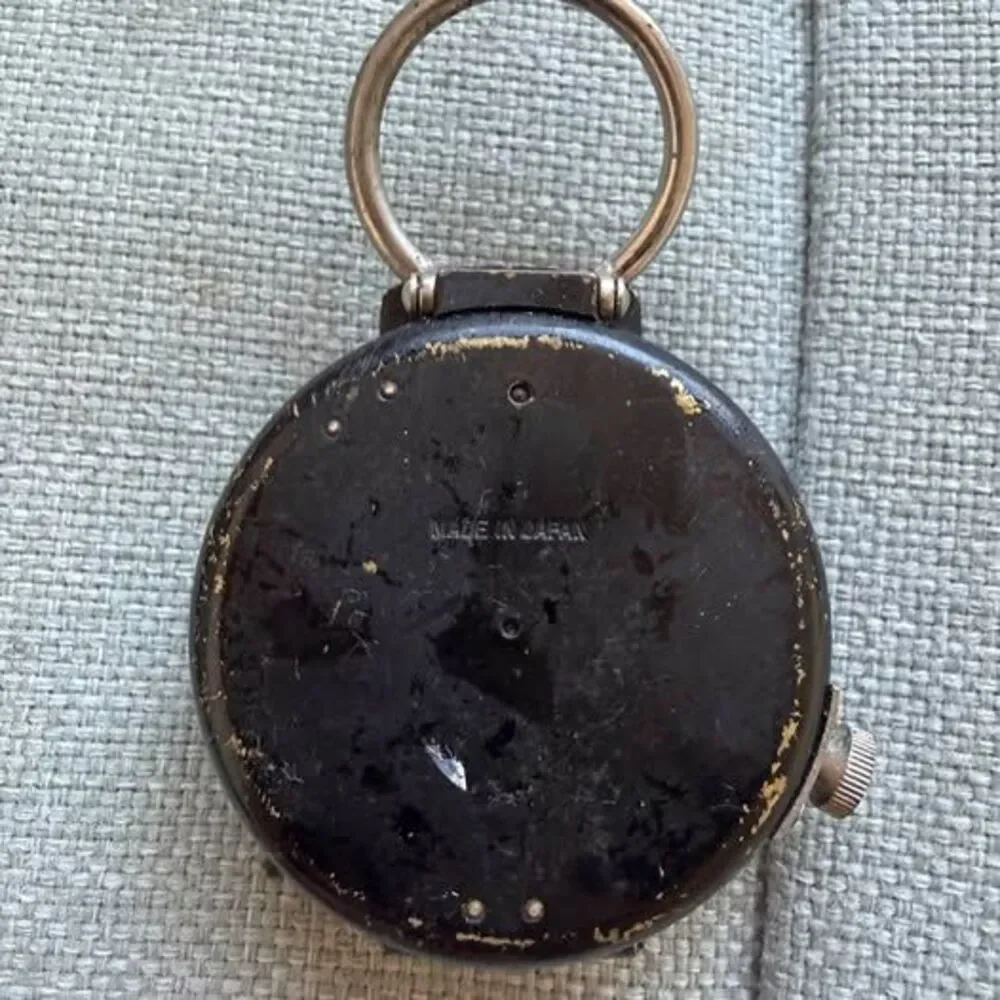Vintage Japanese Lensatic / Prismatic Pocket Compass – Black Metal Casing